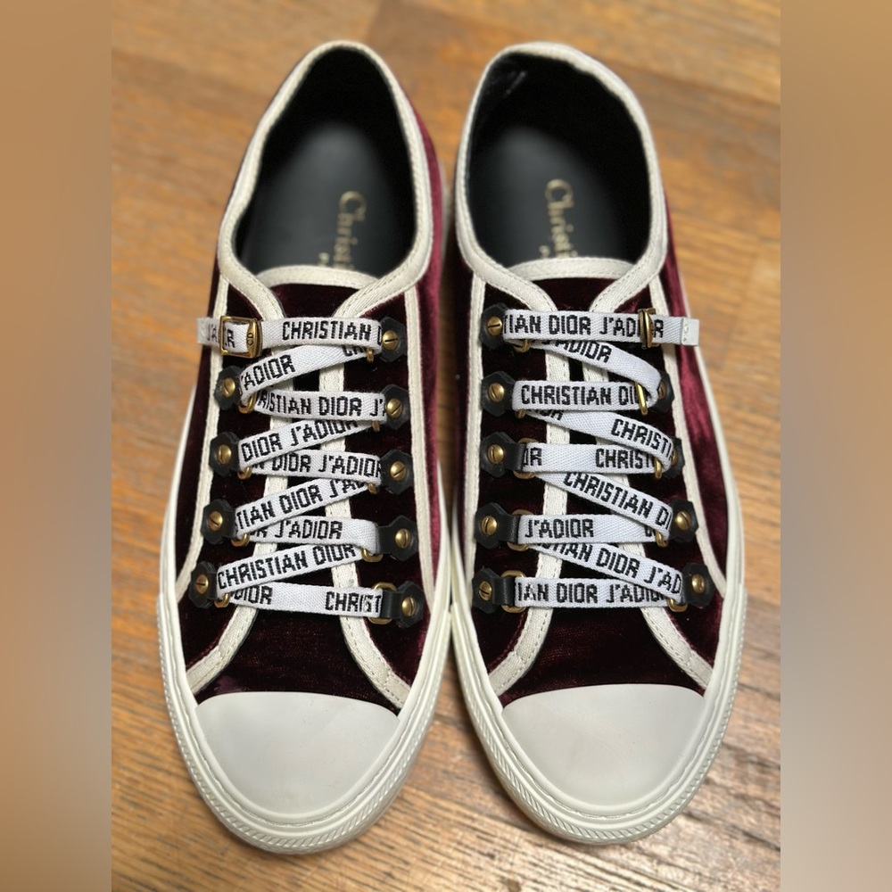 Christian Dior Walk'n'Dior Velvet Lace-Up Sneakers - Picture 2 of 6